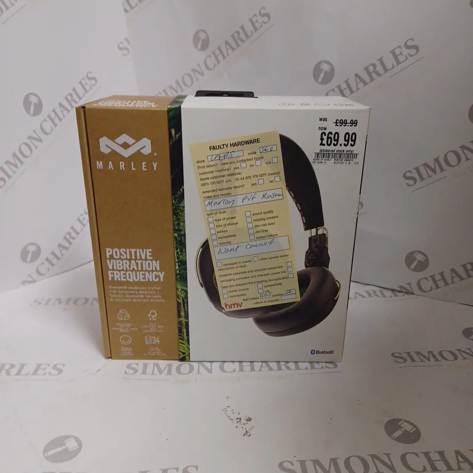 BOXED HOUSE OF MARLEY BLUETOOTH HEADPHONES