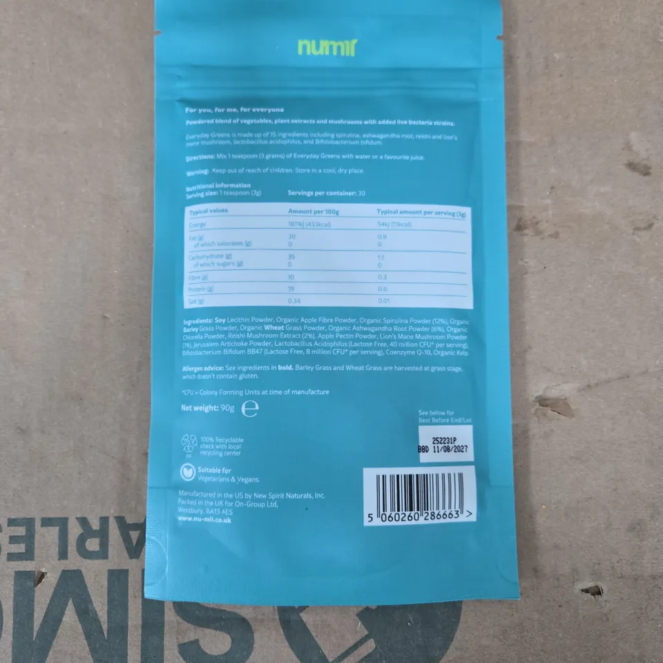 EVERYDAY GREENS POWDER 90G – VEGETARIAN & VEGAN