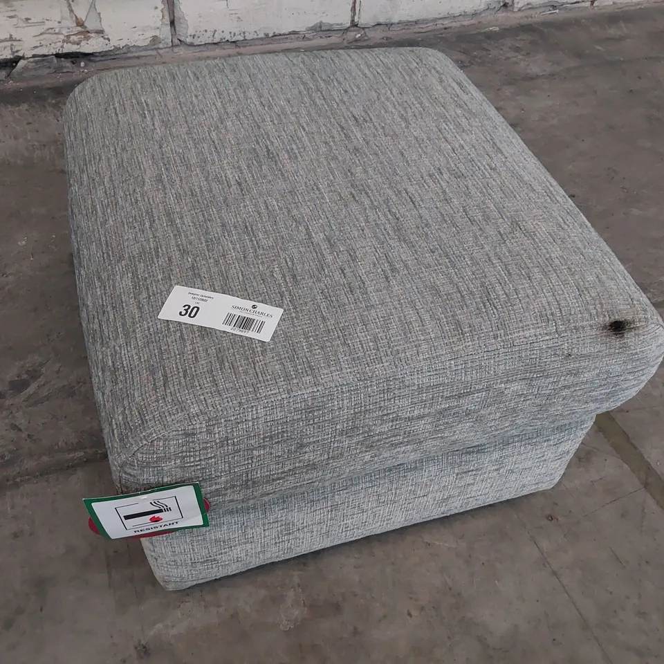 QUALITY BRITISH DESIGNER G PLAN HOLMES FOOTSTOOL FARROW ICE FABRIC