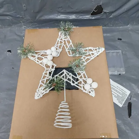 PRE LIT WHITE STAR TREE TOPPER