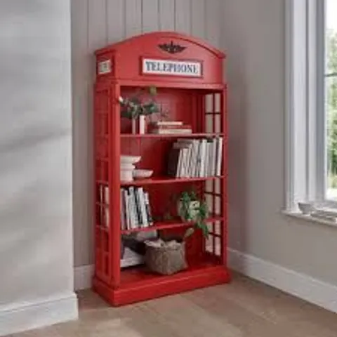 BRAND NEW BOXED HOMES DIRECT 365 RED TELEPHONE BOX DISPLAY CABINET (2 BOXES)
