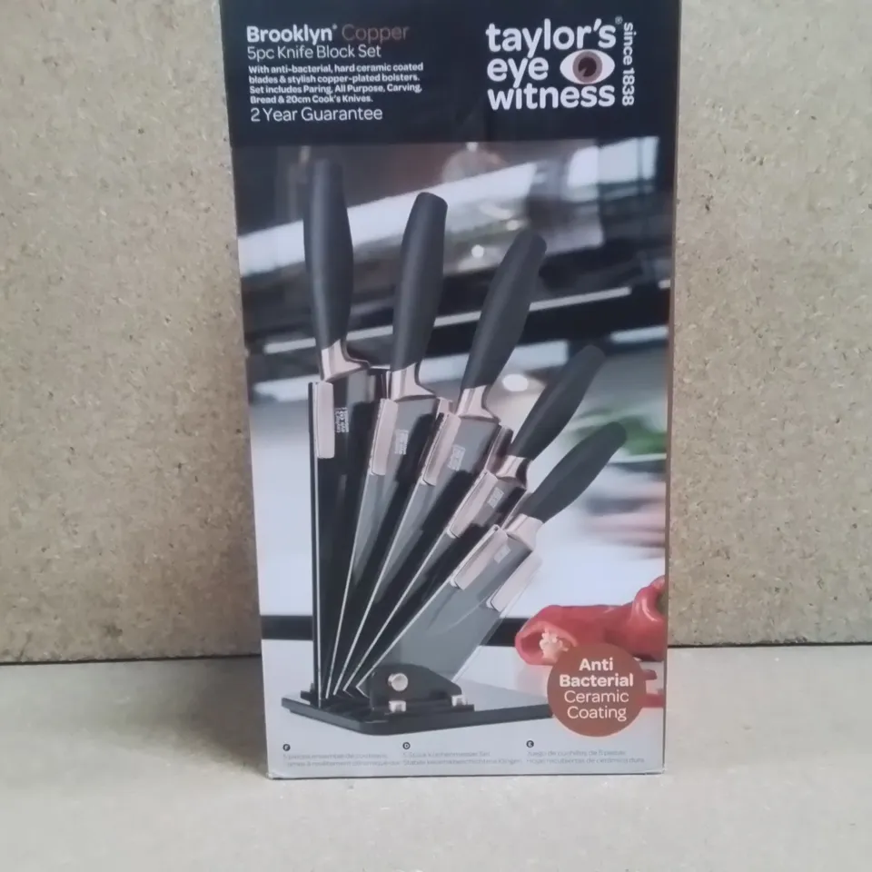 BOXED TAYLORS EYE WITNESS 5 PIECE KNIFE BLOCK SET 