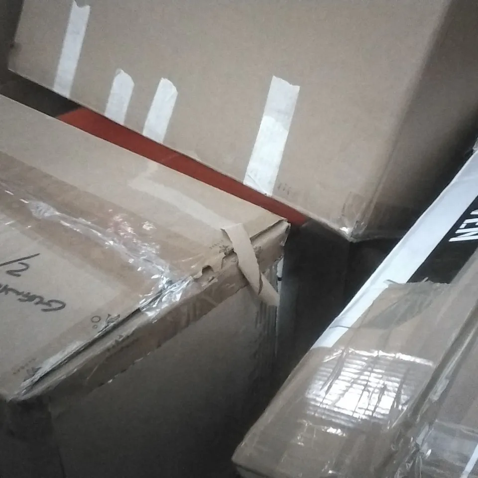 PALLET OF ASSORTED ITEMS INCLUDING BOXED AIR COOLER, SOLAR POWER MODULE, DEWEEDER TOOL, RECTANGULAR RUG, BOXED PIZZA OVEN