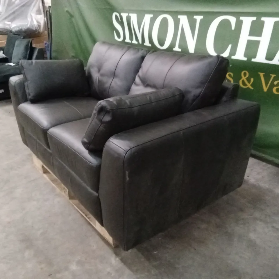 ARDEN ITALIAN LEATHER 2 SEATER SOFA - BLACK RRP £1299