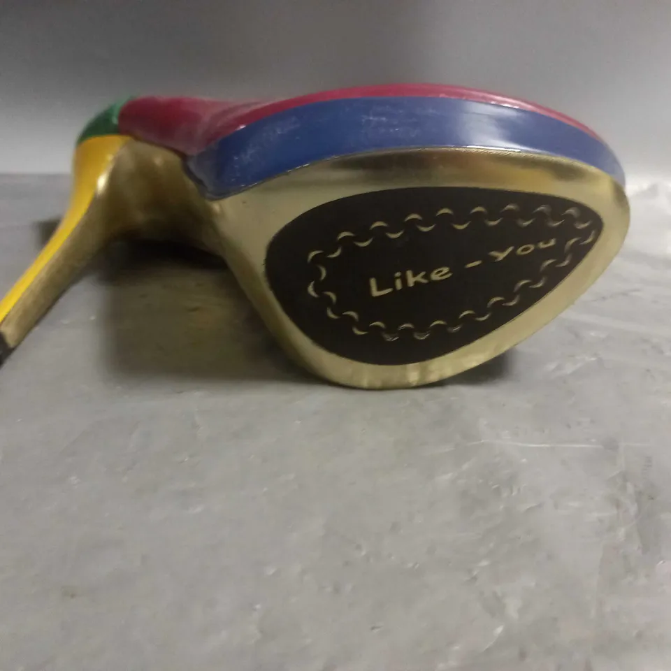 LIKE YOU LADIES HIGH HEELED SHOES MULTI-COLOURED PATENT SIZE 4