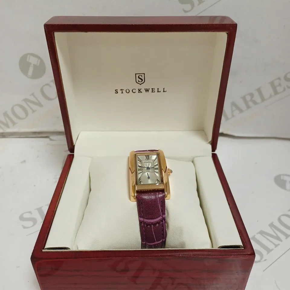 LADIES STOCKWELL WATCH – TEXTURED DIAL WITH SUB DIAL MINUTE HAND – PURPLE LEATHER STRAP 