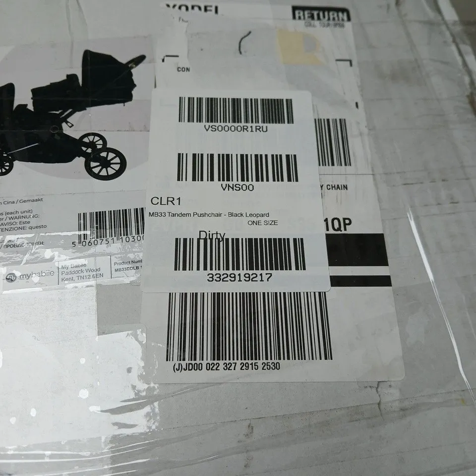 MB33 Tandem Pushchair – Black Leopard (Boxed)