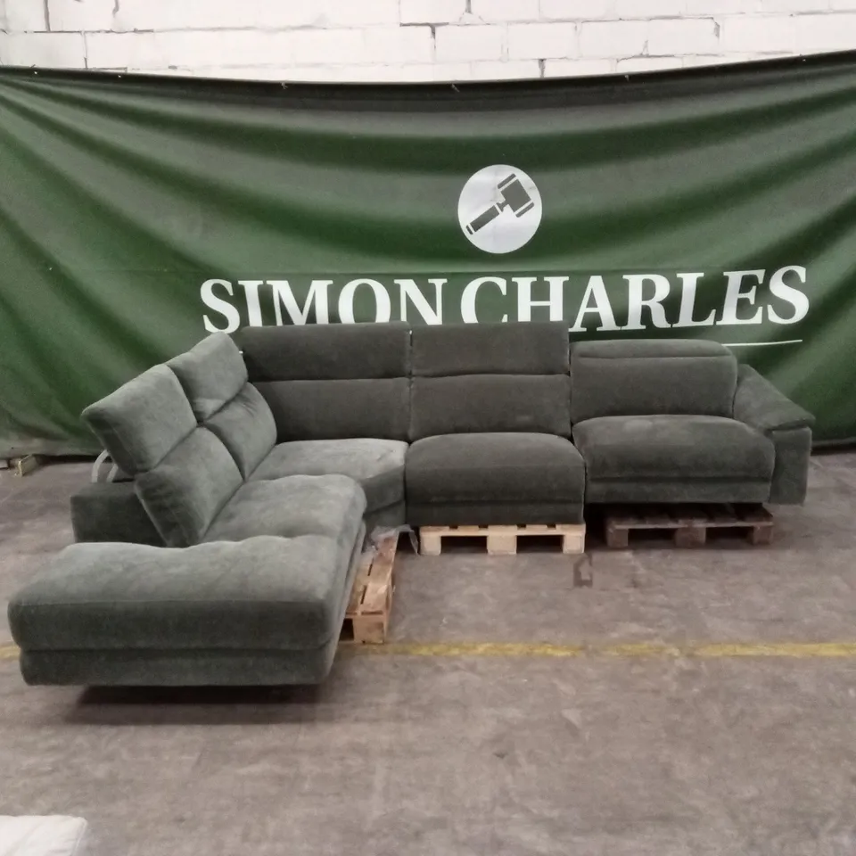 DANETTI SERENE DARK GREEN FABRIC LARGE LEFT HAND CORNER CHAISE RECLINER SOFA RRP £3499