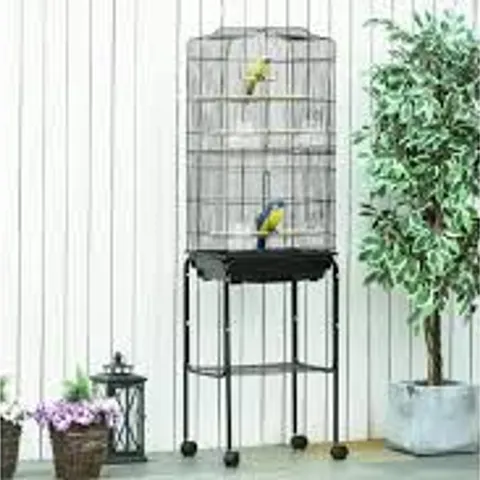 BOXED PAWHUT BIRD CAGE BUDGIE CAGES FOR FINCH CANARY PARAKEET WITH STAND WHEELS SLIDE-OUT TRAY ACCESSORIES STORAGE SHELF, BLACK 46.5 X 36 X 157 CM