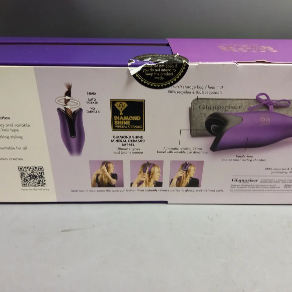 BOXED GLAMORISER LONDON SALON RESULTS 25MM INSTANT AUTOCURLER PURPLE