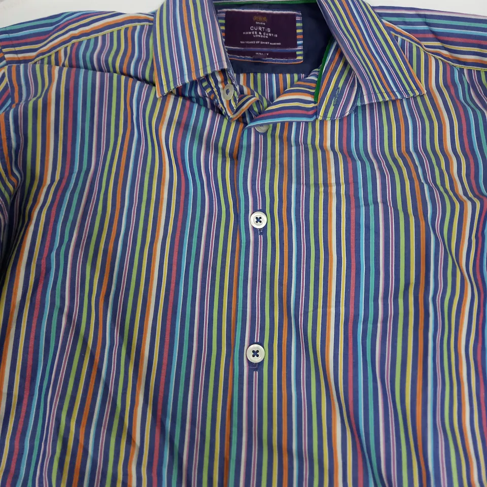 HAWES & CURTIS SLIM FIT MULTI-COLOURED STRIPED SHIRT - SMALL