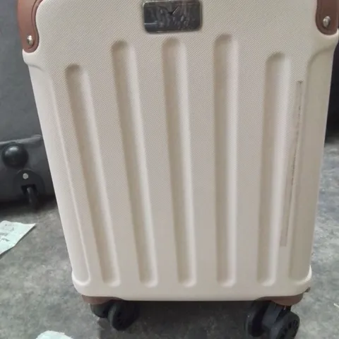 UNBOXED KEPLIN LUGG SMALL SIZE TRAVEL SUITCASE WITH WHEELS CREAM AND BROWN COLOUR 