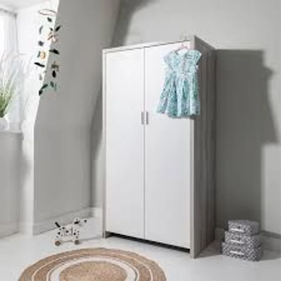 BOXED TUTTI BAMBINI MODENA WARDROBE - GREY ASH AND WHITE FINISH (3 BOXES)