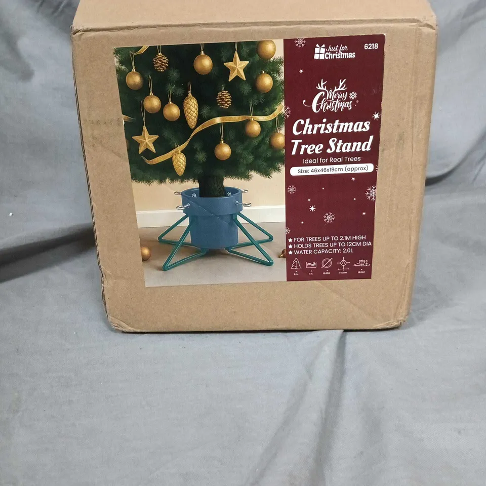 JUST FOR CHRISTMAS CHRISTMAS TREE STAND – GREEN METAL, BOXED