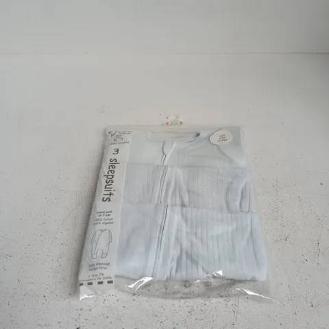 FOR BABY 3 SLEEPSUITS TWO WAY ZIPPER AGE 0 - 3 MONTHS