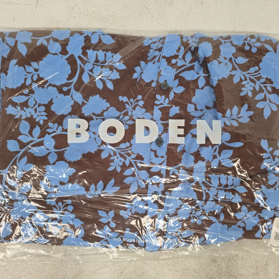 BAGGED BODEN HONOR COLUMN JERSEY MIDI DRESS IN BLUE/BROWN SIZE UK 14P