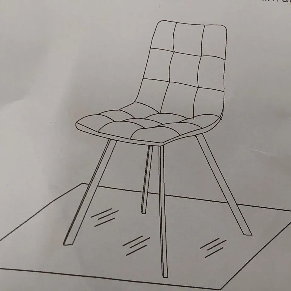 BOXED SET OF 2 DESIGNER GREY FABRIC CHAIRS (1 BOX)