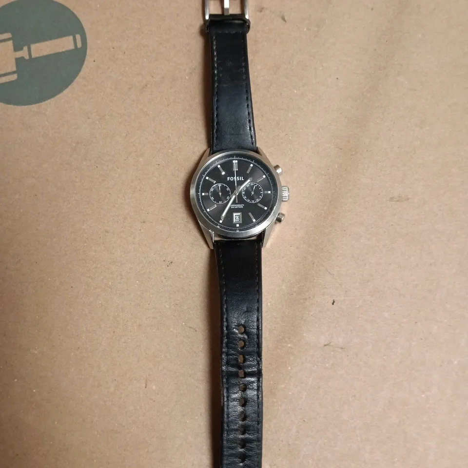 UNBOXED FOSSIL BLACK DIAL CHRONOGRAPH WATCH WITH BLACK LEATHER STRAP - CH2972 111511