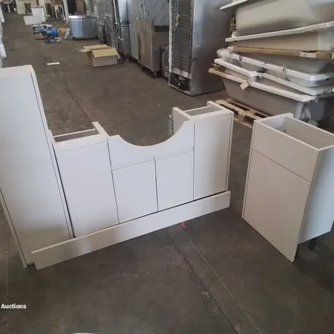 DESIGNER THREE-PIECE BATHROOM SET TO INCLUDE: TOILET UNIT, SINK UNIT AND CABINET