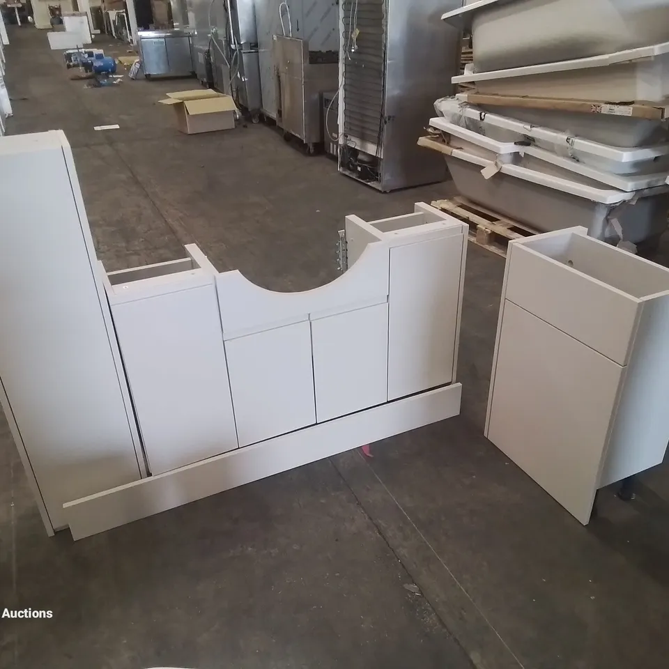 DESIGNER THREE-PIECE BATHROOM SET TO INCLUDE: TOILET UNIT, SINK UNIT AND CABINET 