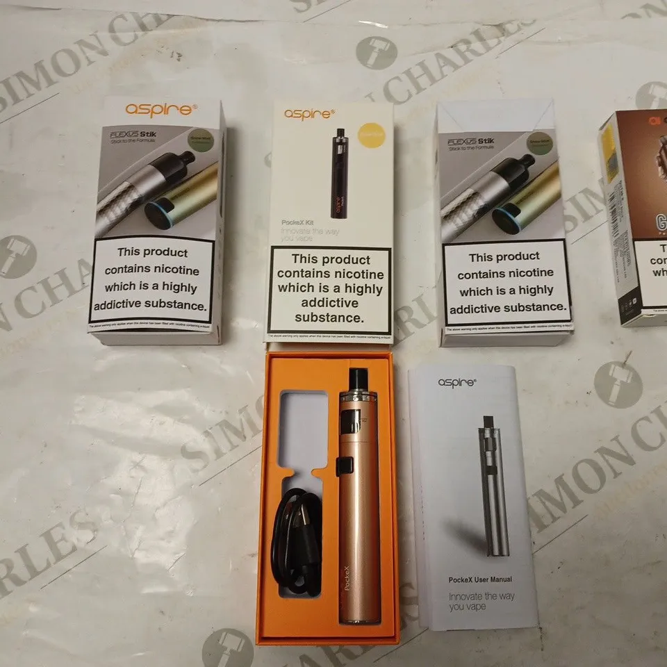 BOXED ASPIRE PRODUCTS TO INCLUDE FLEXUS STIK X2, POCKEX KIT AND GOTEK X