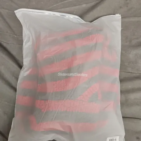 BAGGED SISTERS AND SEEKERS STRIPE KNIT HOODIE IN RED/BROWN - XS