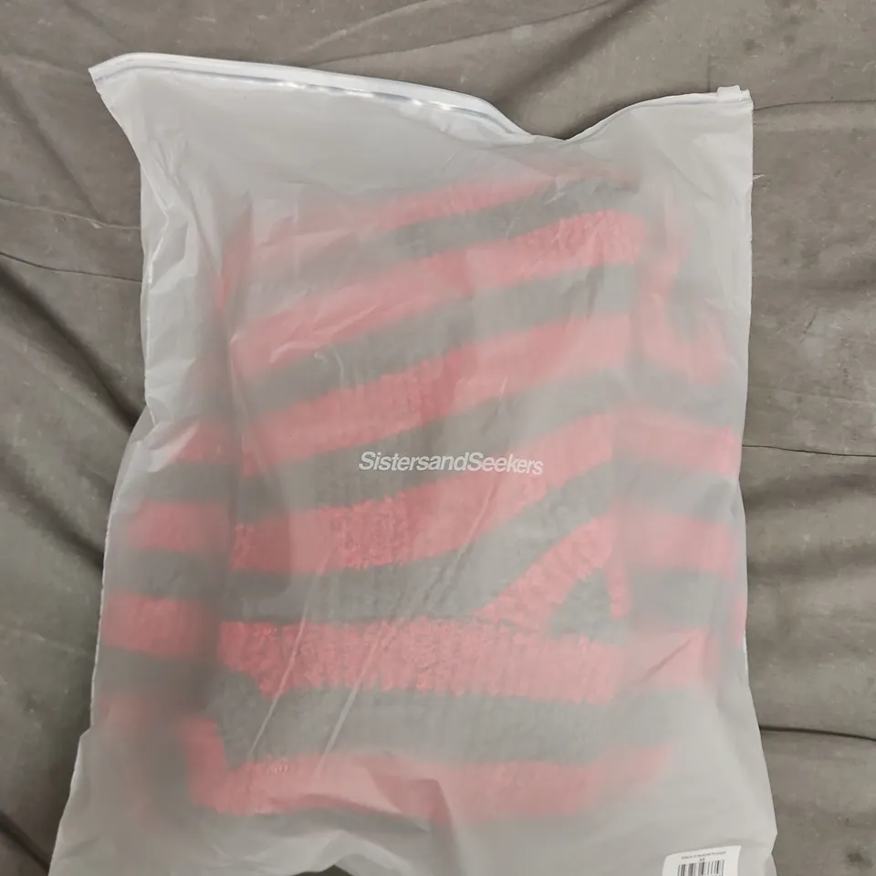 BAGGED SISTERS AND SEEKERS STRIPE KNIT HOODIE IN RED/BROWN - XS