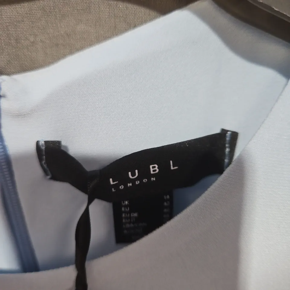 CLUB L LONDON LIGHT BLUE RUCHED FRONT MAXI DRESS – UK 14