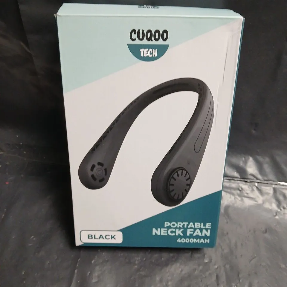 CUQOO TECH PORTABLE NECK FAN – BLACK, 4000MAH