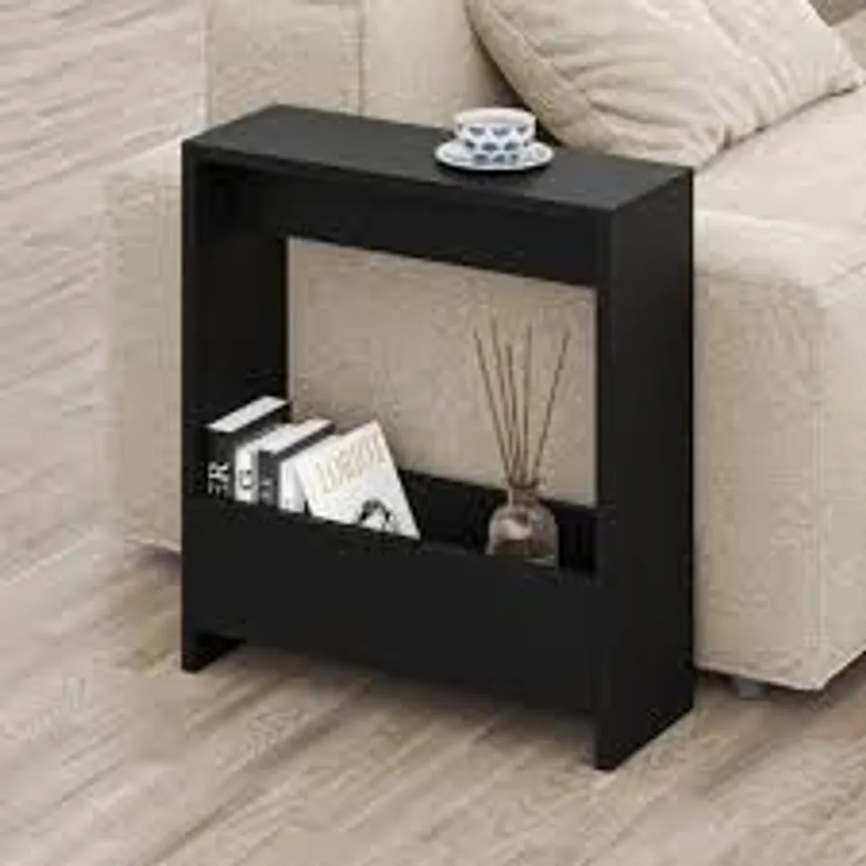 BOXED SIMPI MODERN SIDE TABLE H 60CM 2 TIER - BLACK BUTE