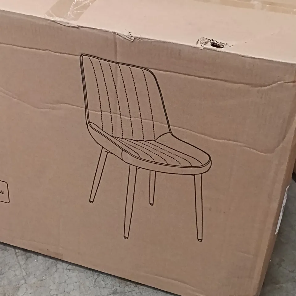 BOXED VELVET DINING CHAIRS (SET OF 2) - GREY/BLACK LEGS (1 BOX)