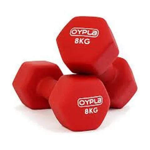 OYPLA PAIR OF 8KG HEX DUMBBELLS WORKOUT WEIGHTS