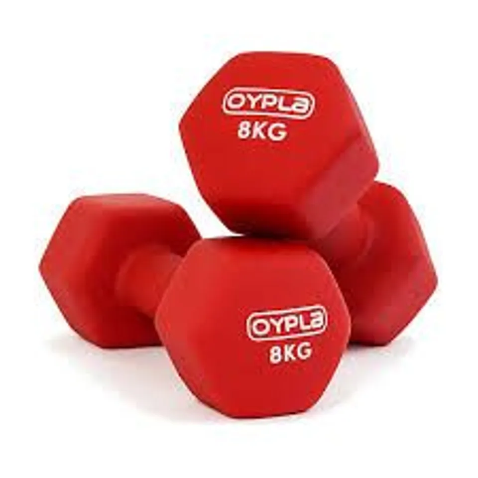 OYPLA PAIR OF 8KG HEX DUMBBELLS WORKOUT WEIGHTS