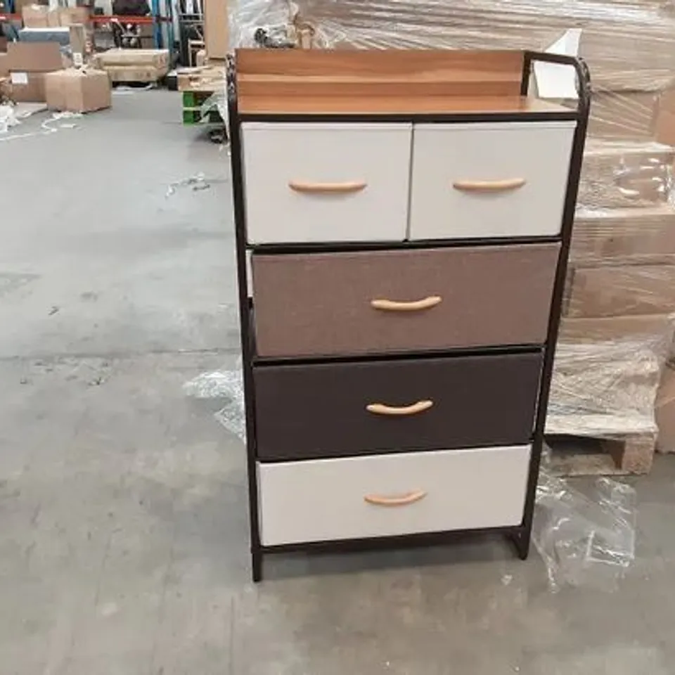 BOXED DESIGNER 7 DRAWER FABRIC CHEST OF DRAWERS IN GRAPHITE AND BLACK