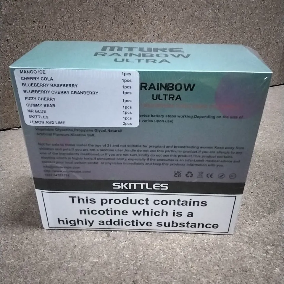 BOXED & SEALED MTURE RAINBOW ULTRA 5000 PUFF DISPOSABLE E-CIGERETTE 