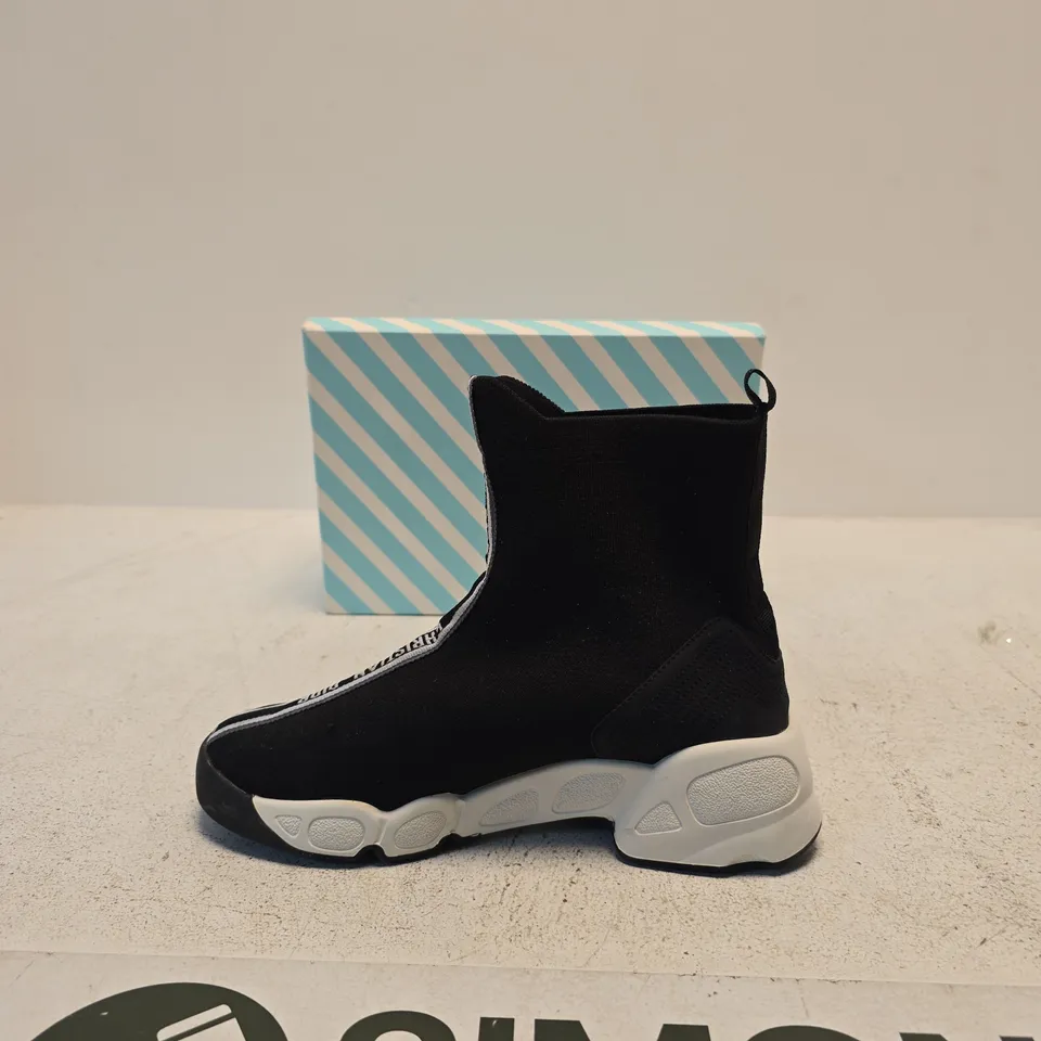 CHRISTIAN DIOR BLACK SOCK BOOTS WITH WHITE SOLE (BOXED)