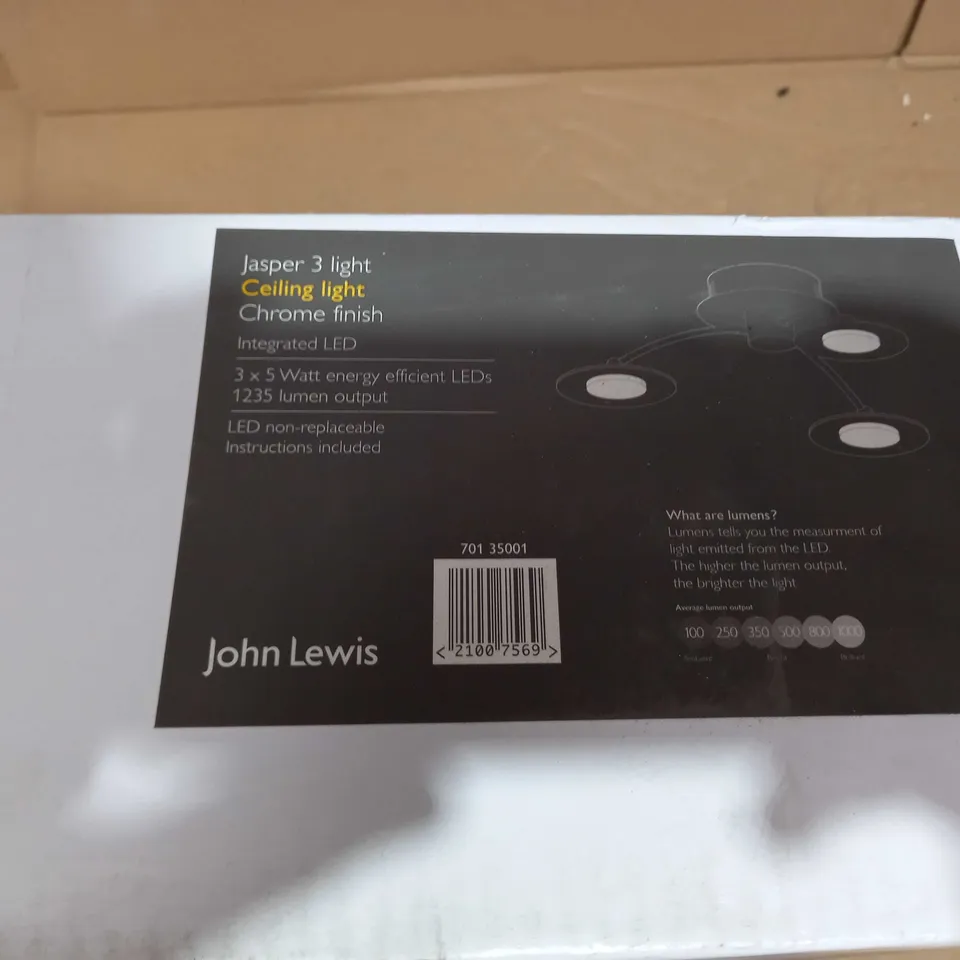 JOHN LEWIS JASPER 3 LIGHT CEILING LIGHT - CHROME FINISH 