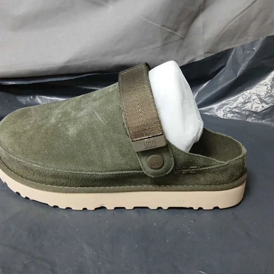 UGG SUEDE SLIP-ON SHOES – OLIVE GREEN SIZE 6