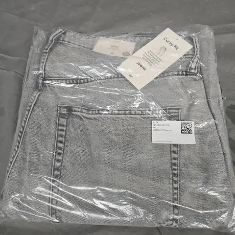 H&M CURVY FIT WIDE REGULAR FIT ULTRA HIGH WAIST JEANS, GREY - UK SIZE 22 
