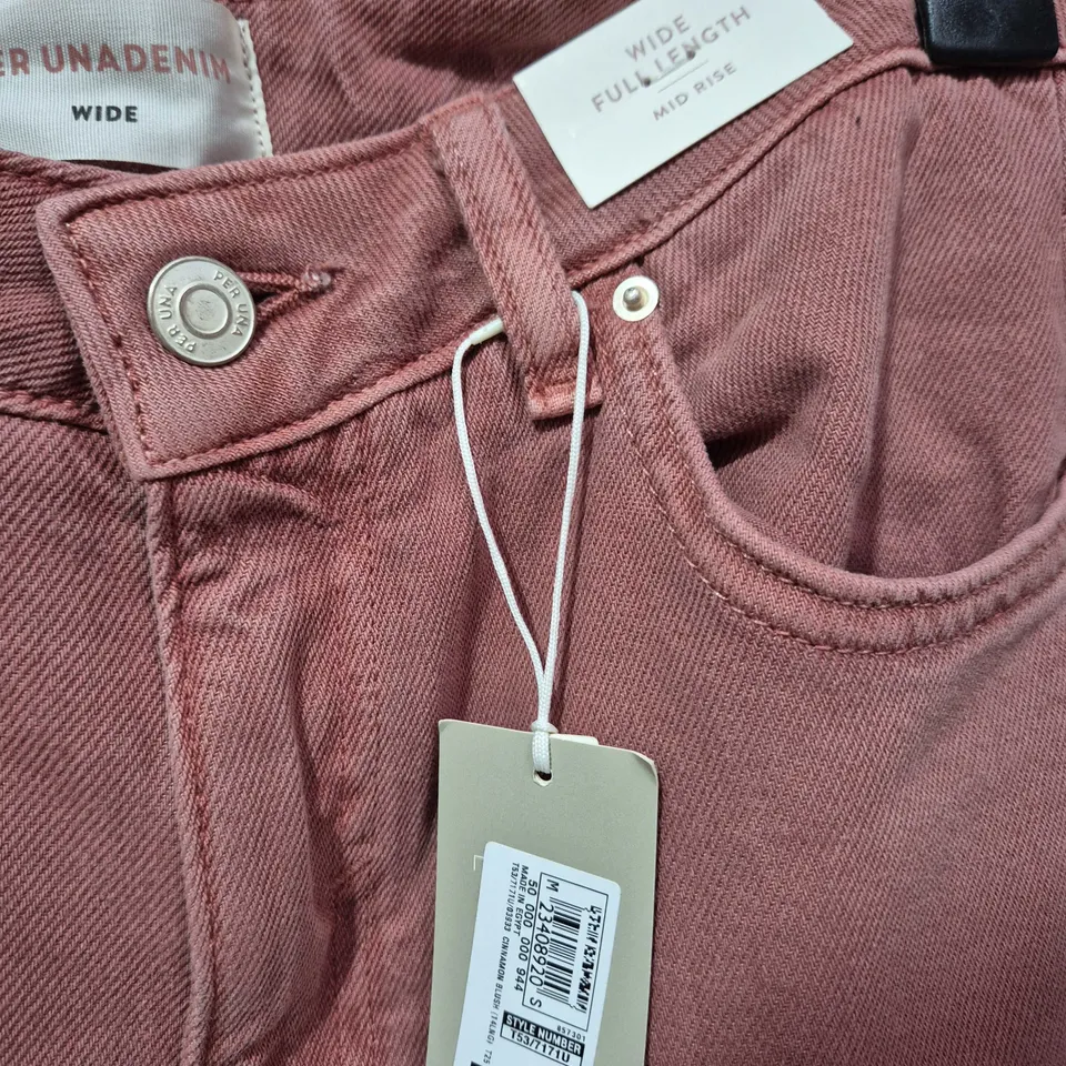 M&S WOMEN’S PINK WIDE-LEG TROUSERS, UK 14 LONG