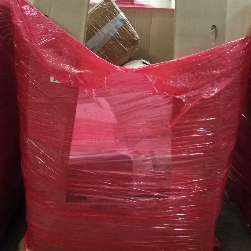 PALLET CONTAINING ASSORTED PRODUCTS INCLUDING WOODEN PET SOFA, CAMERA DANCE MAT, UMBRELLA, FANTASY PLAY MAT & BOOSTER SEAT