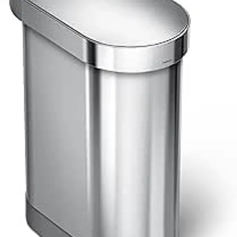 BOXED SIMPLEHUMAN 45L SLIM STEP CAN BRUSHED STAINLESS STEEL WITH PLASTIC LID