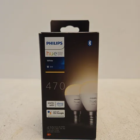 PHILIPS HUE WHITE LED BULBS – 470 LUMENS, E14 (BOXED)