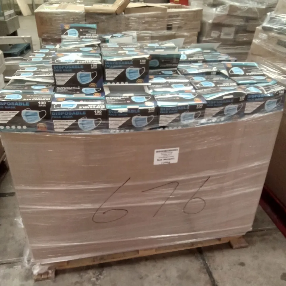PALLET OF APPROXIMATELY 420 BOXES OF DISPOSABLE FACE MASKS