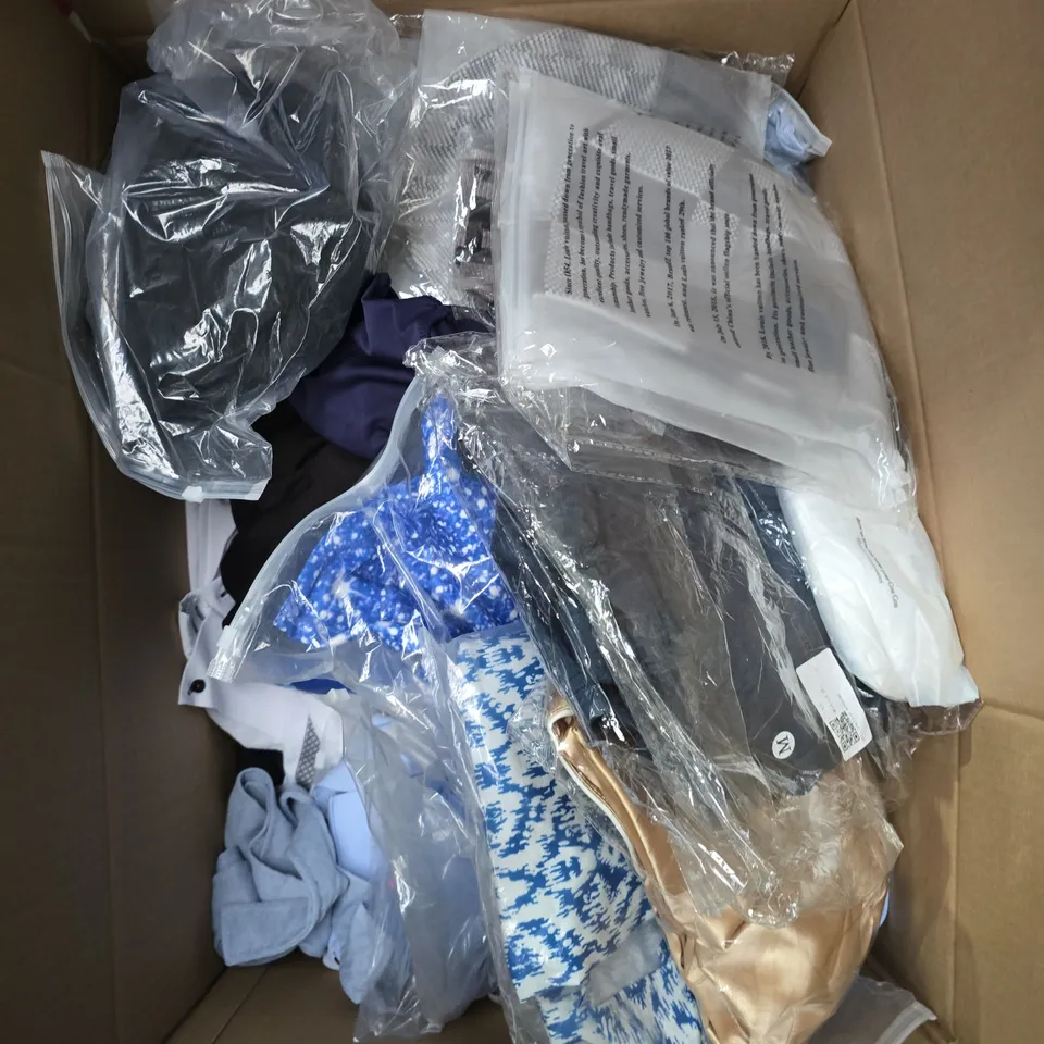 APPROXIMATELY 25 ASSORTED CLOTHING PRODUCTS IN VARIOUS STYLES & SIZES TO INCLUDE JACKETS, T-SHIRTS, DRESSES ETC