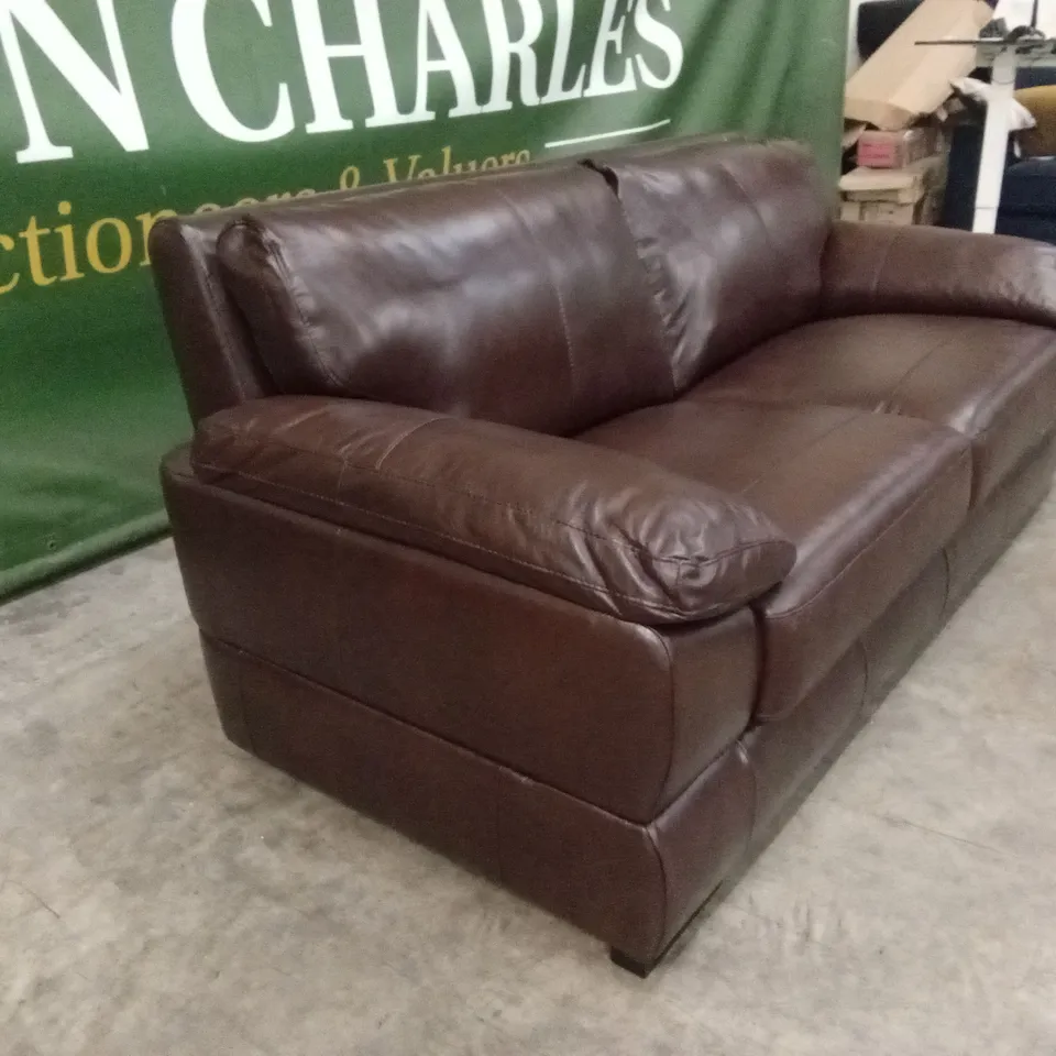 MARLOW ITALIAN LEATHER 3 SEATER SOFA - CHOCOLATE RRP £1399