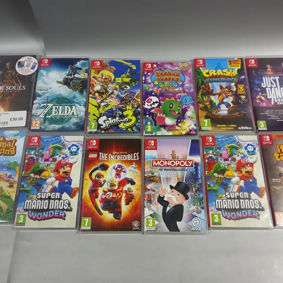12 NINTENDO SWITCH GAMES TO INCLUDE JUST DANCE 2023, IT TAKES TWO, AND MONOPLY ETC. 