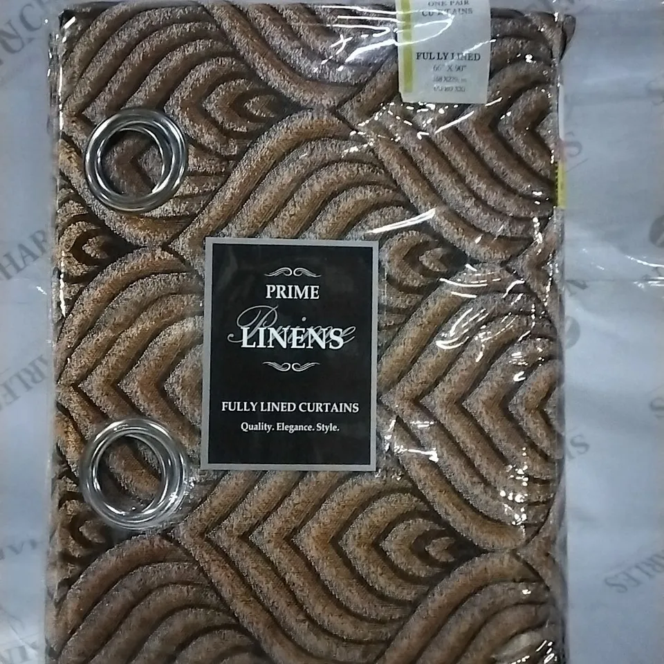 BAGGED PRIME LINENS ANNELISE POLYESTER ROOM DARKENING CURTAIN PAIR - WAVE ORANGE - RING TOP - 168X229CM APPROXIMATELY