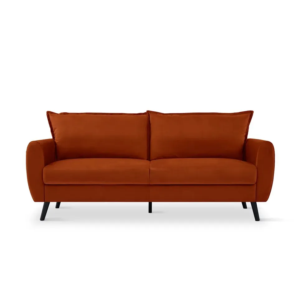 BOXED GRACE 3 SEATER SOFA BURNT ORANGE CLASSIC VELVET 
