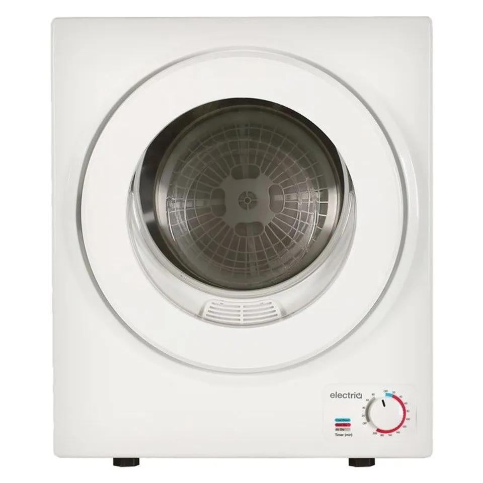 BOXED ELECTRIQ 2.5KG MINI COMPACT VENTED TUMBLE DRYER - QUIET - WHITE